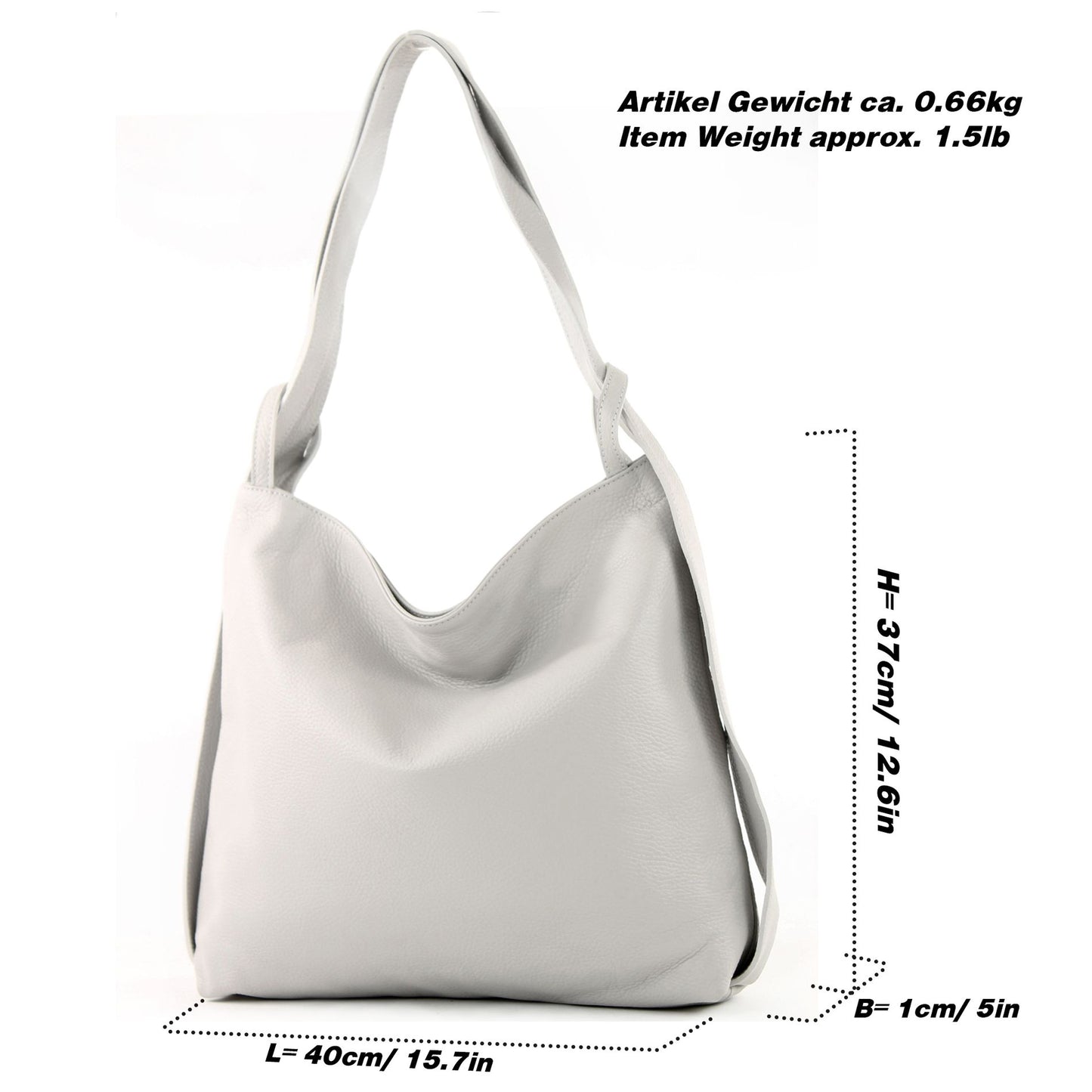 modamoda de T192 Damen Leder Rucksack Schultertasche 2in1 handmade in Italy