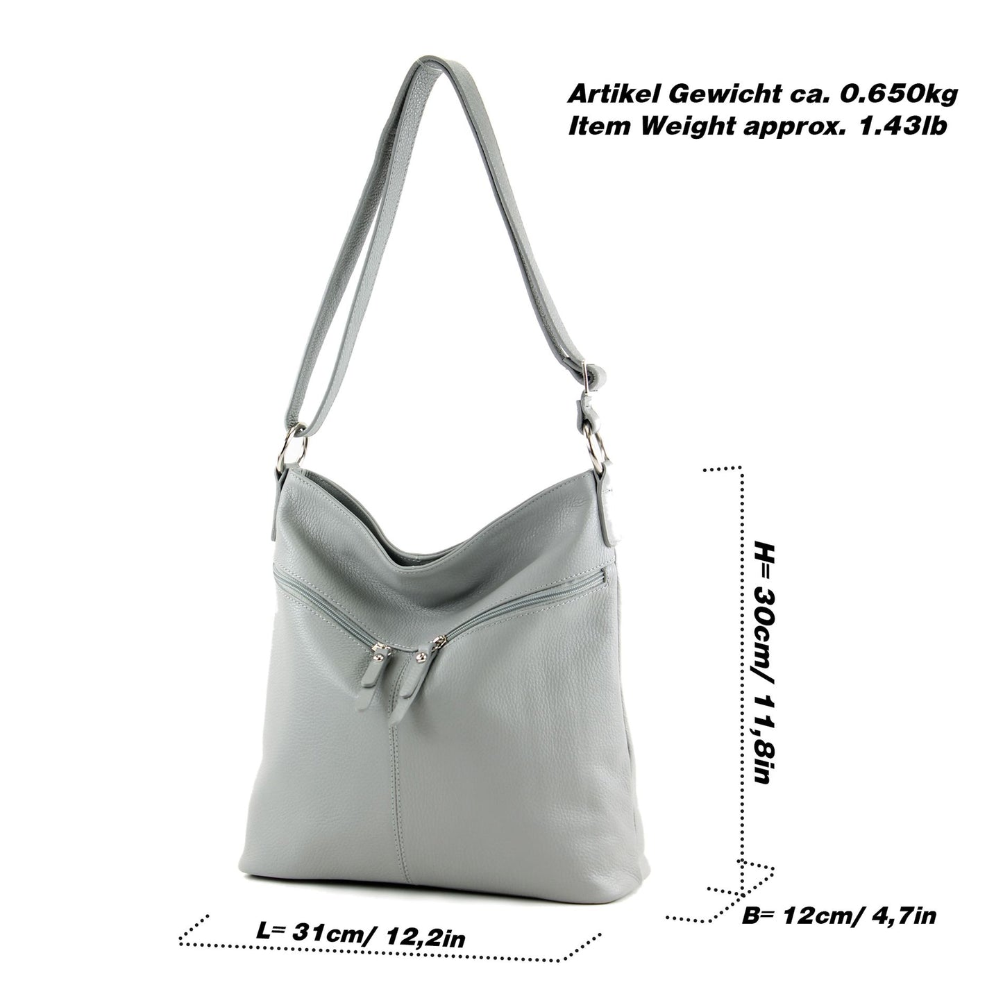 modamoda de T196 Damen Leder Schultertasche Umhängetasche handmade in Italy