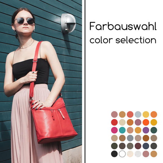 modamoda de T196 Damen Leder Schultertasche Umhängetasche handmade in Italy