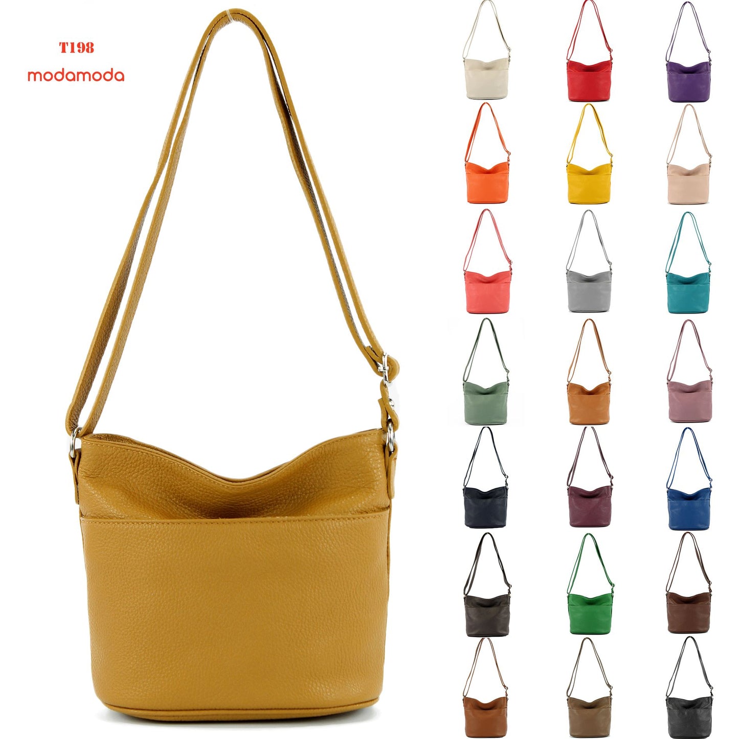 modamoda de T198 kleine Damen Leder Umhängetasche Schultertasche handmade in Italy