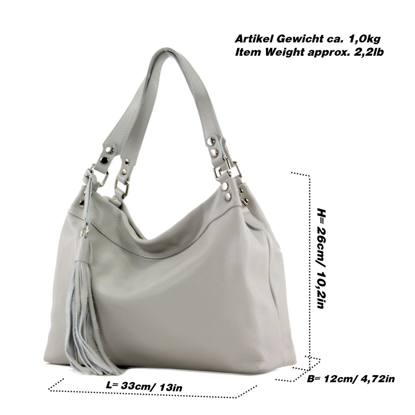 modamoda de T201 Damen Leder Schultertasche Handtasche handmade in Italy