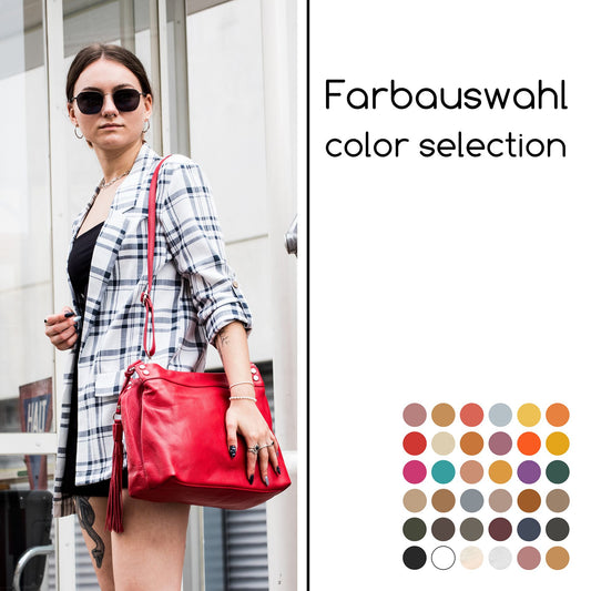 modamoda de T201 Damen Leder Schultertasche Handtasche handmade in Italy