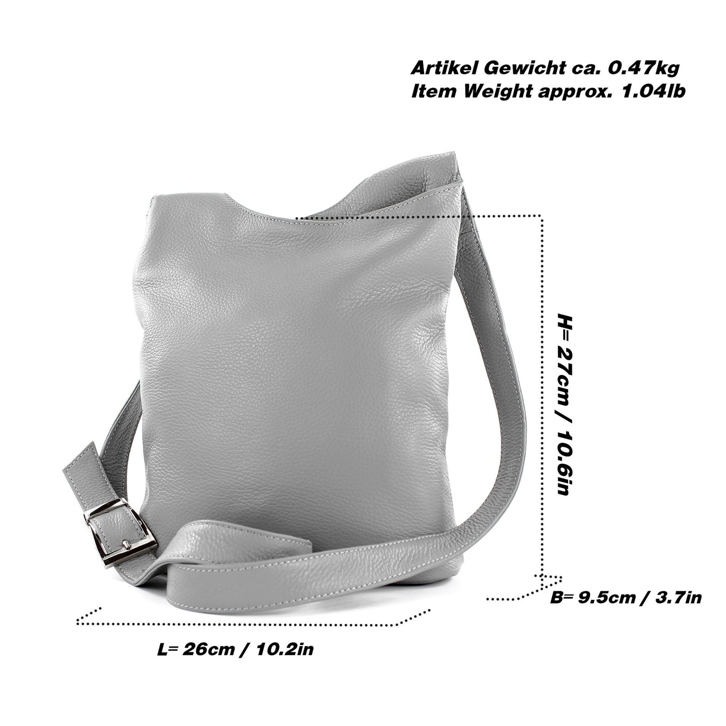 modamoda de T221 Damen Leder Umhängetasche Schultertasche Medium handmade in Italy