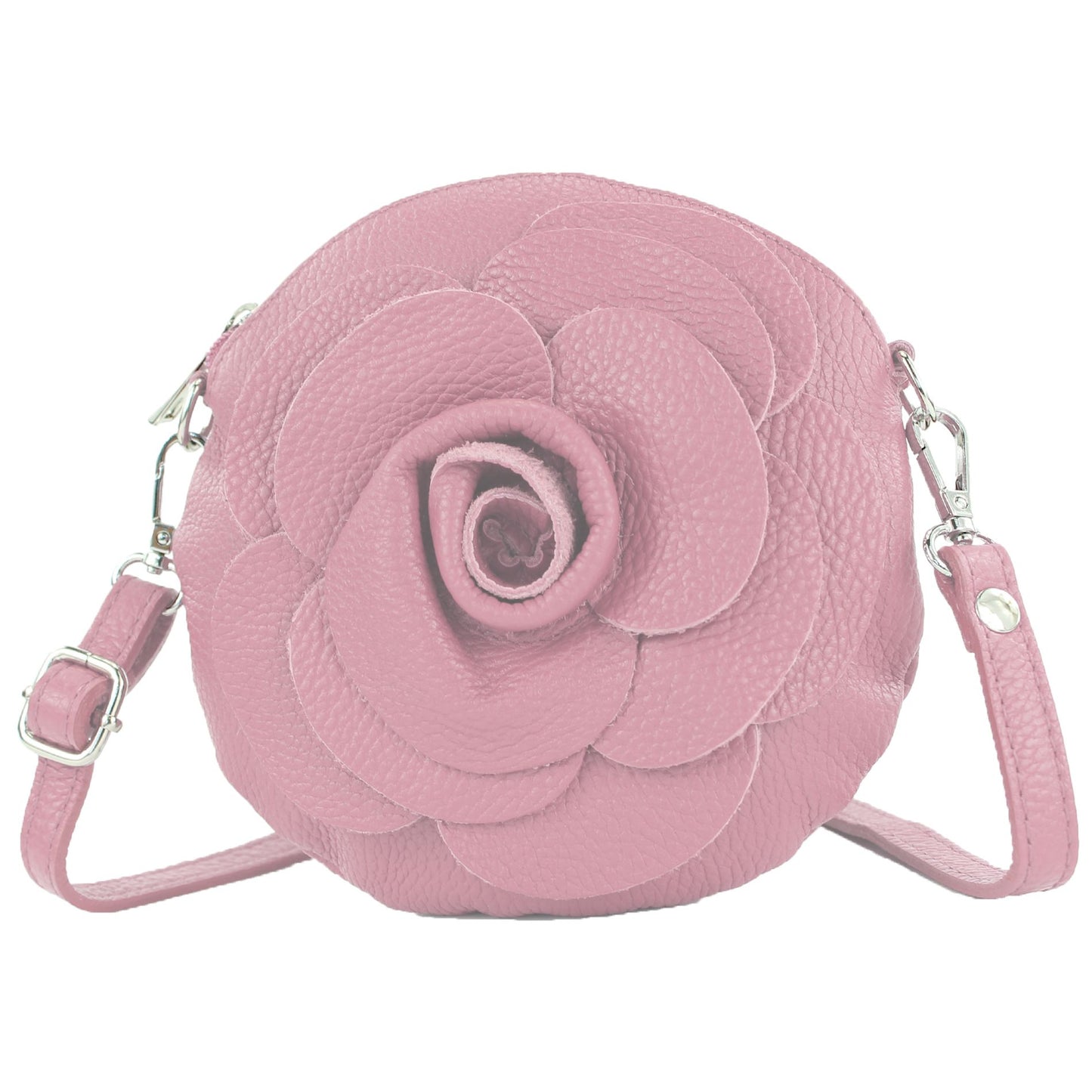 modamoda de T225 Damen Leder Umhängetasche Abendtasche Clutch Blüte Klein handmade in Italy