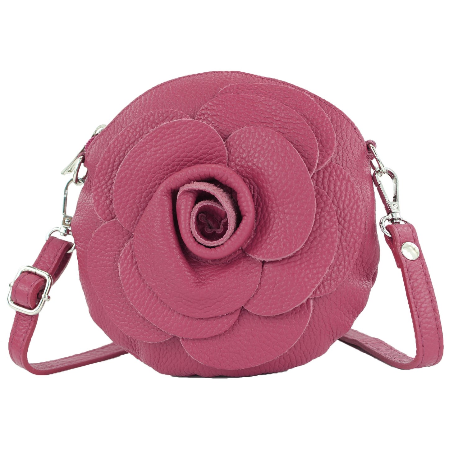 modamoda de T225 Damen Leder Umhängetasche Abendtasche Clutch Blüte Klein handmade in Italy