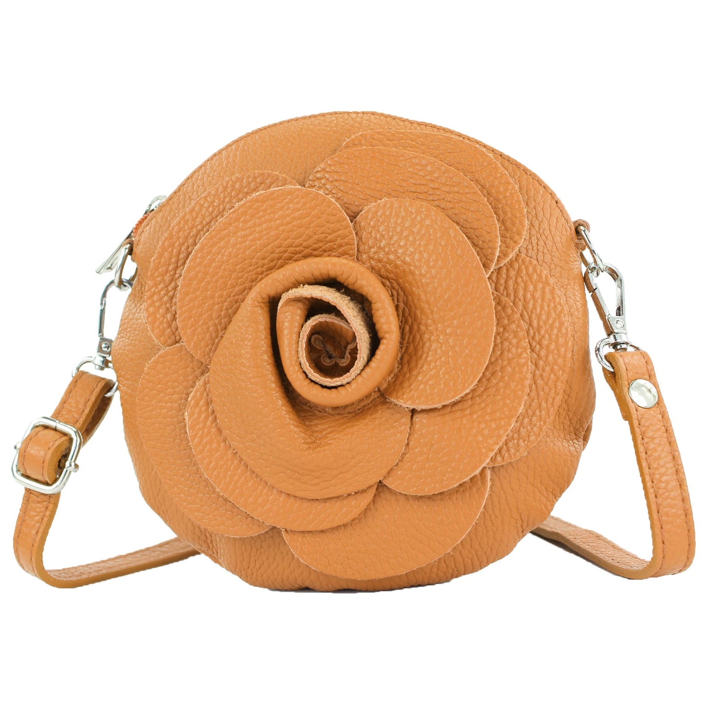 modamoda de T225 Damen Leder Umhängetasche Abendtasche Clutch Blüte Klein handmade in Italy