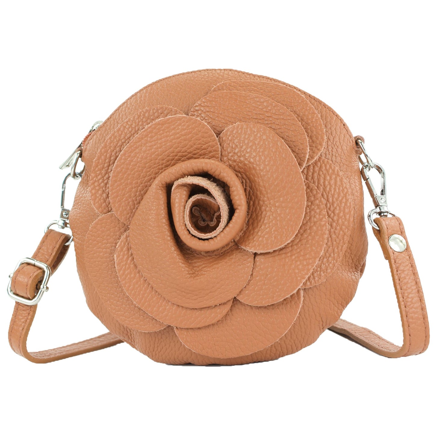 modamoda de T225 Damen Leder Umhängetasche Abendtasche Clutch Blüte Klein handmade in Italy