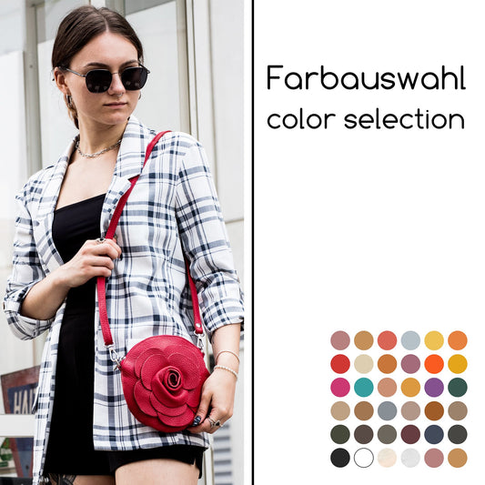 modamoda de T225 Damen Leder Umhängetasche Abendtasche Clutch Blüte Klein handmade in Italy