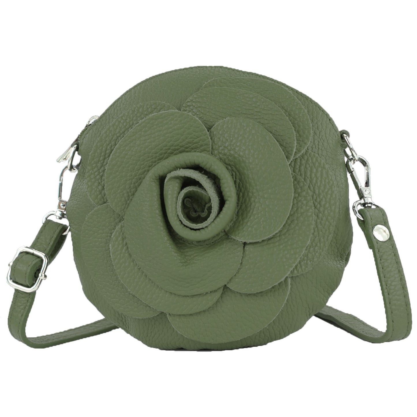 modamoda de T225 Damen Leder Umhängetasche Abendtasche Clutch Blüte Klein handmade in Italy