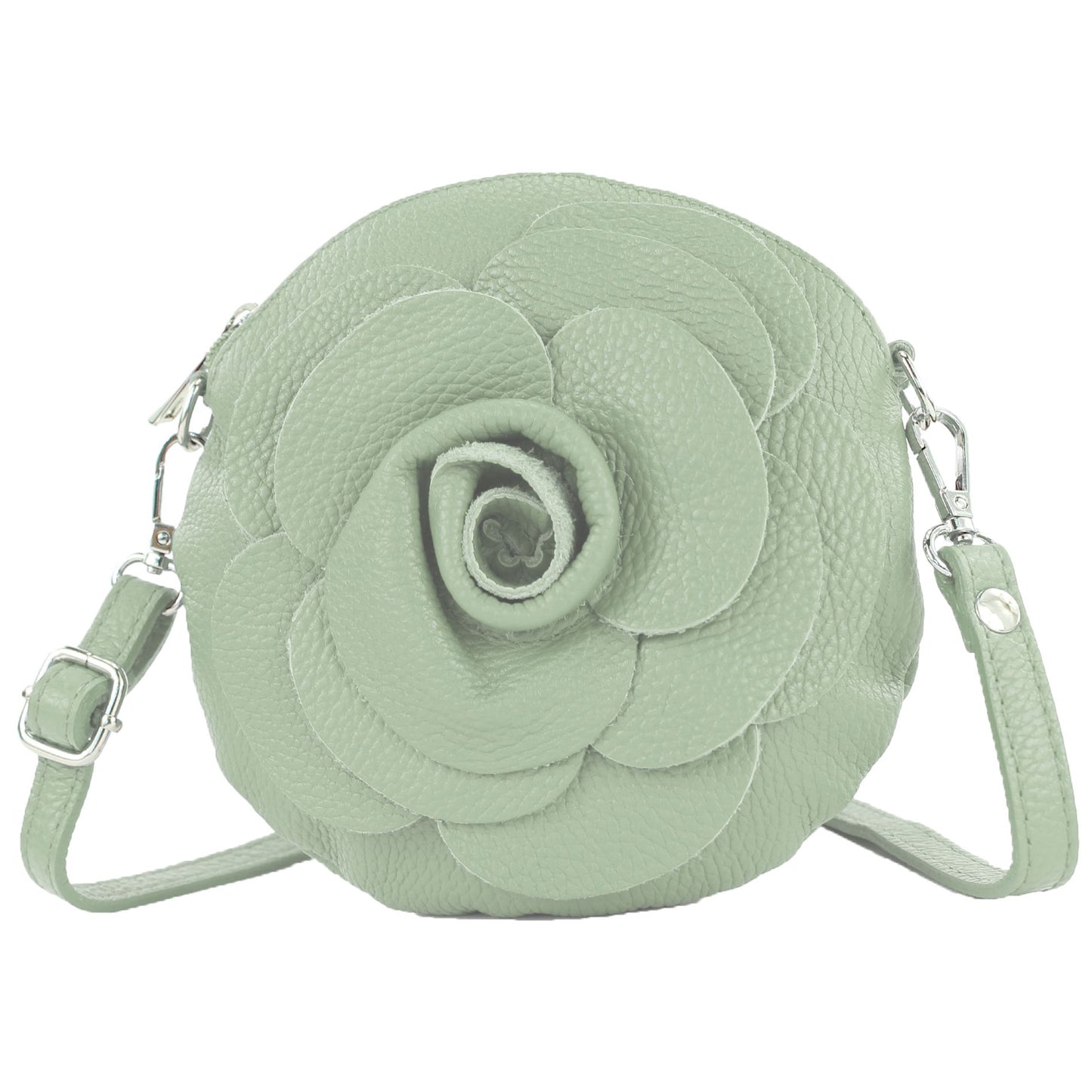modamoda de T225 Damen Leder Umhängetasche Abendtasche Clutch Blüte Klein handmade in Italy
