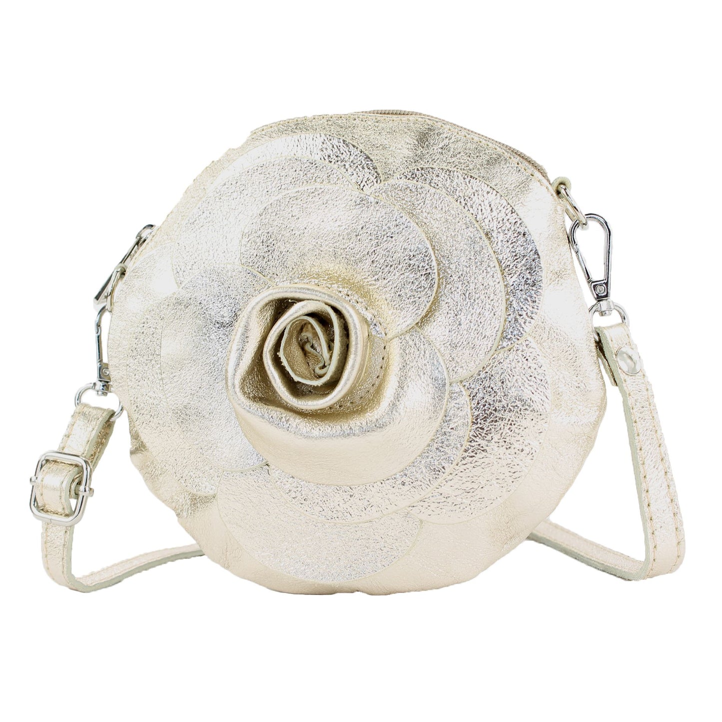 modamoda de T225 Damen Leder Umhängetasche Abendtasche Clutch Blüte Klein handmade in Italy
