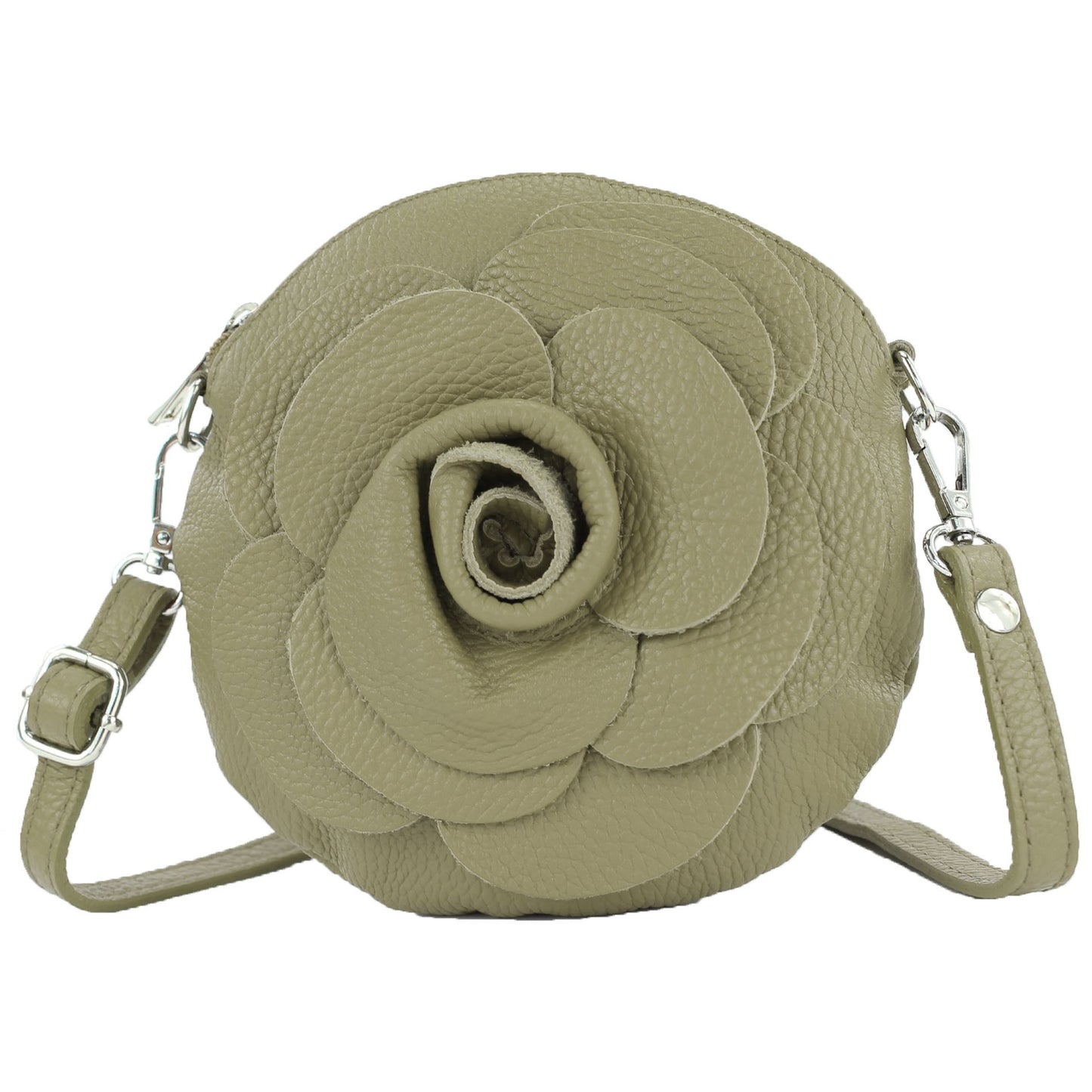modamoda de T225 Damen Leder Umhängetasche Abendtasche Clutch Blüte Klein handmade in Italy