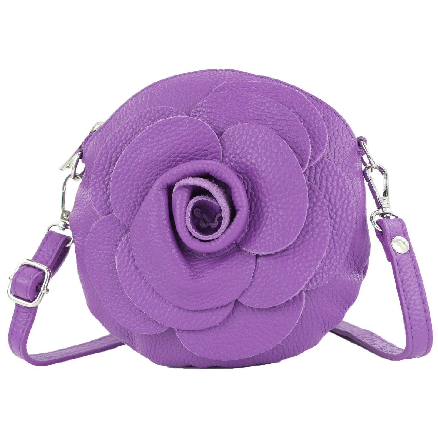 modamoda de T225 Damen Leder Umhängetasche Abendtasche Clutch Blüte Klein handmade in Italy
