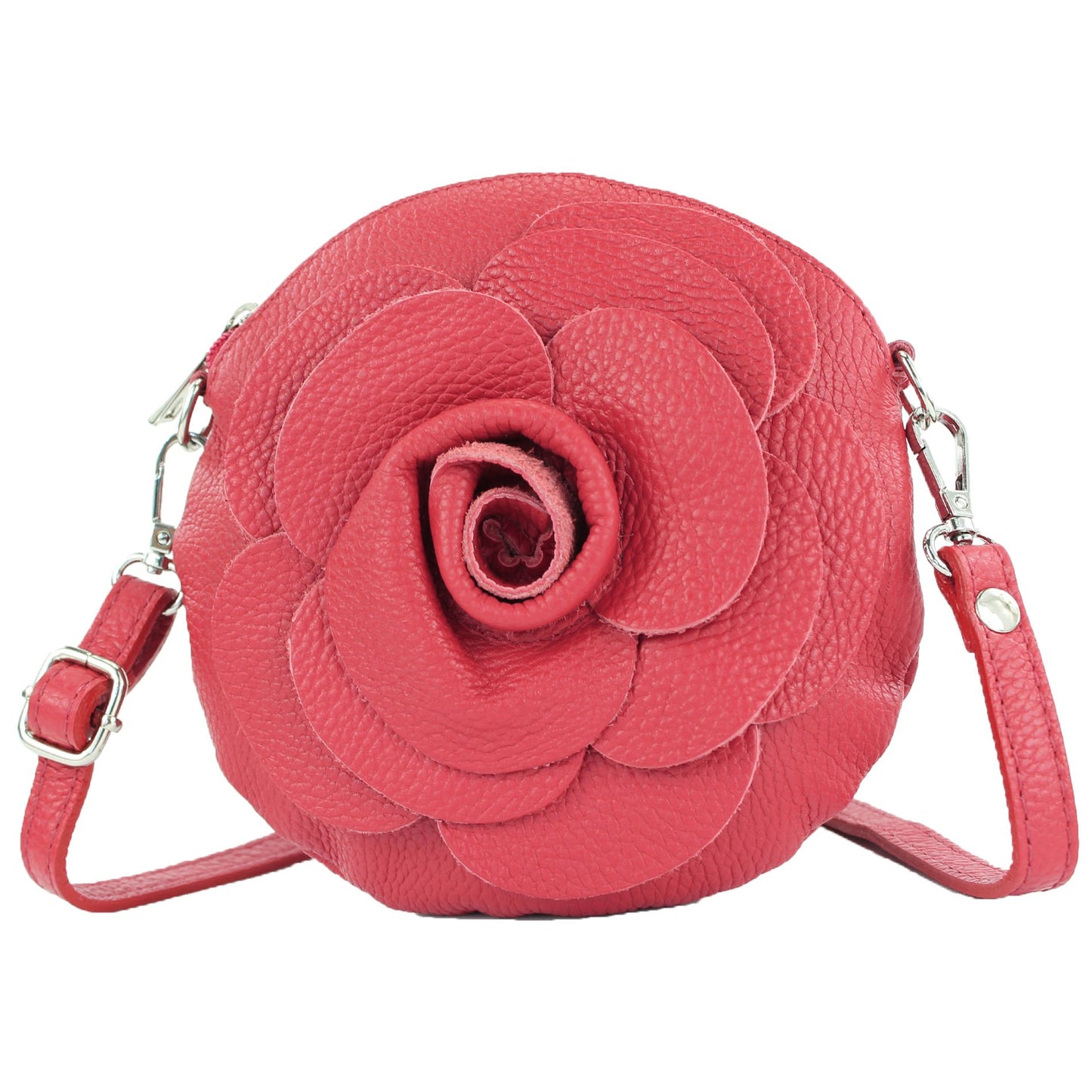 modamoda de T225 Damen Leder Umhängetasche Abendtasche Clutch Blüte Klein handmade in Italy