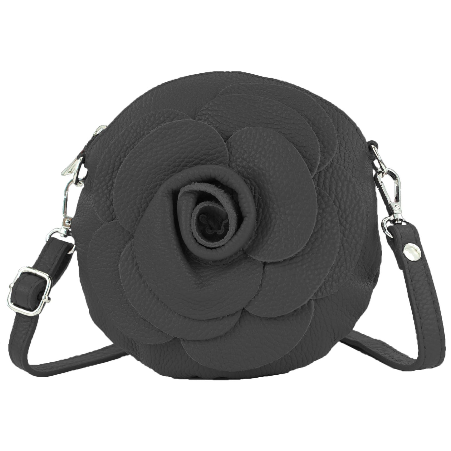 modamoda de T225 Damen Leder Umhängetasche Abendtasche Clutch Blüte Klein handmade in Italy