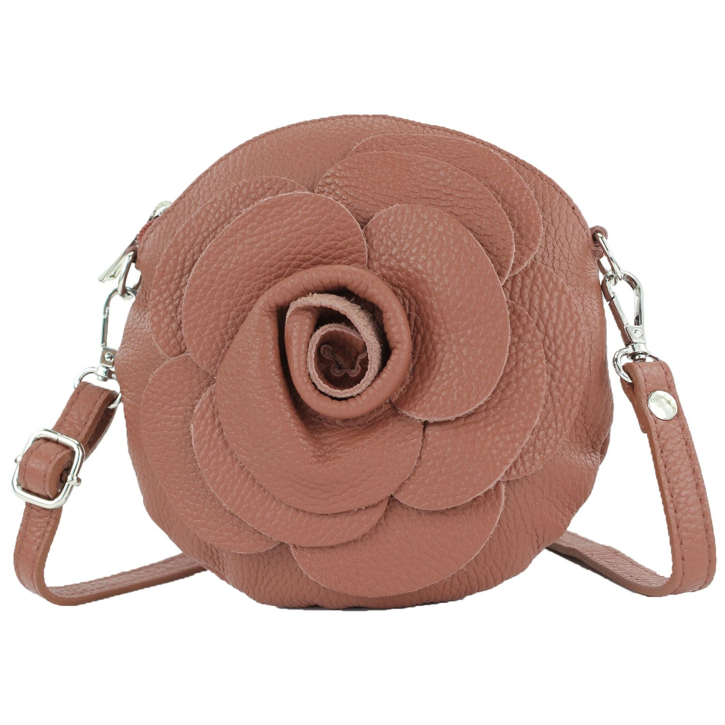 modamoda de T225 Damen Leder Umhängetasche Abendtasche Clutch Blüte Klein handmade in Italy