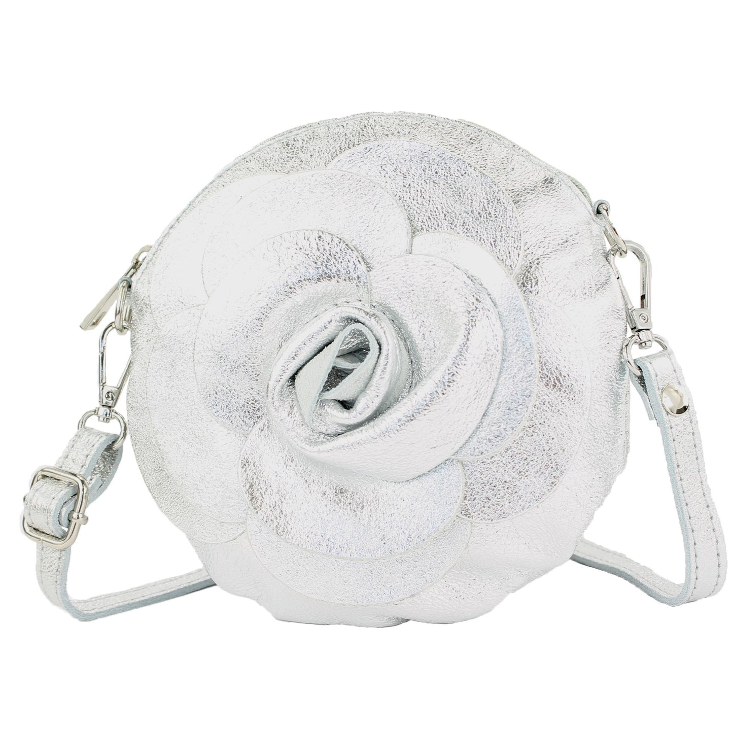 modamoda de T225 Damen Leder Umhängetasche Abendtasche Clutch Blüte Klein handmade in Italy