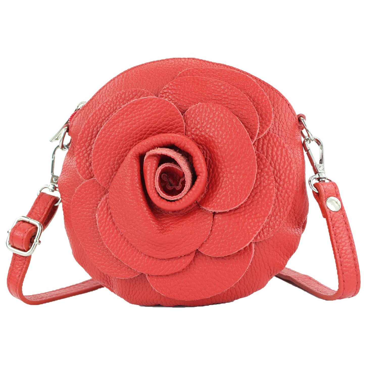 modamoda de T225 Damen Leder Umhängetasche Abendtasche Clutch Blüte Klein handmade in Italy