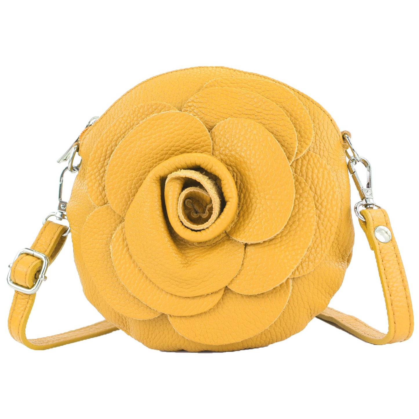 modamoda de T225 Damen Leder Umhängetasche Abendtasche Clutch Blüte Klein handmade in Italy