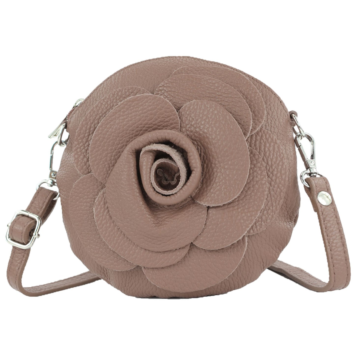modamoda de T225 Damen Leder Umhängetasche Abendtasche Clutch Blüte Klein handmade in Italy