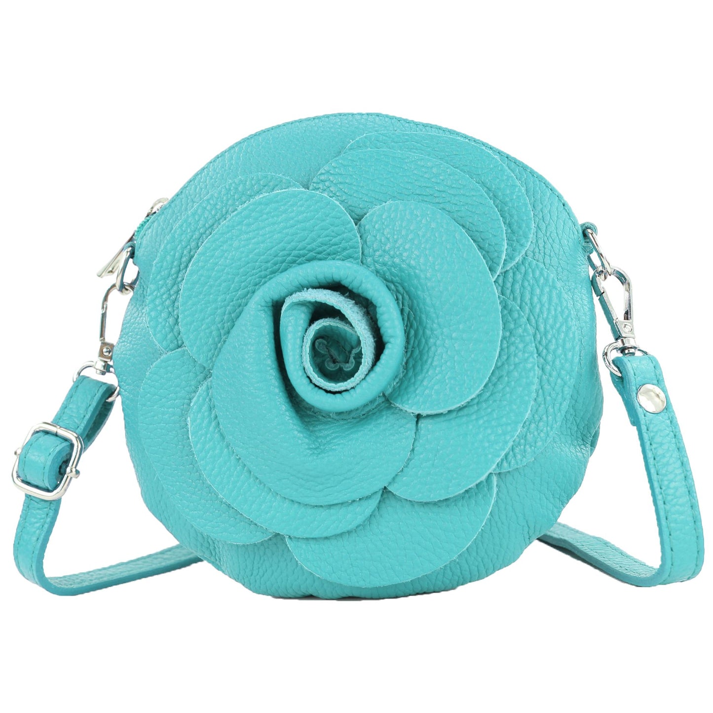 modamoda de T225 Damen Leder Umhängetasche Abendtasche Clutch Blüte Klein handmade in Italy