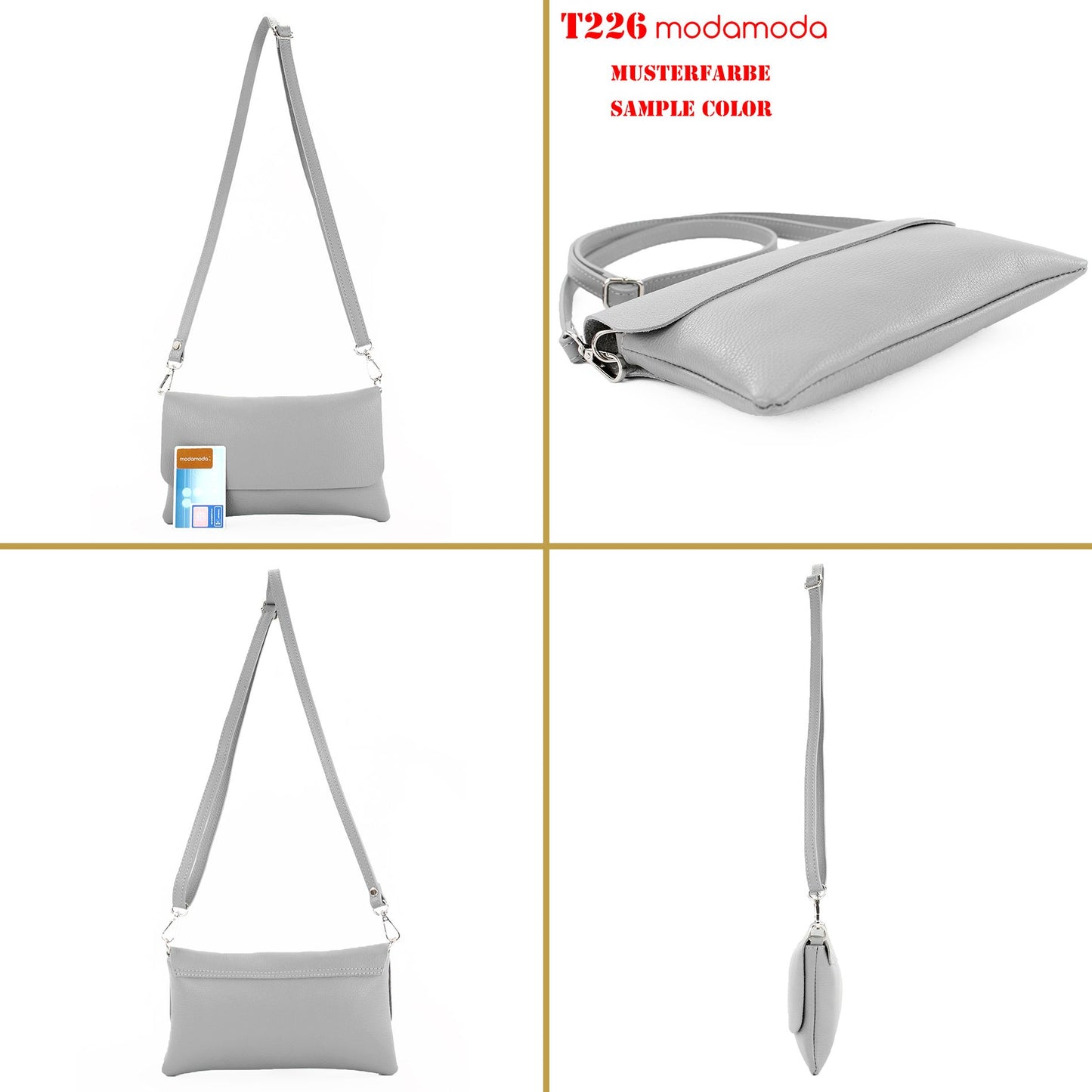 modamoda de T226 Damen Leder Clutch Umhängetasche Abendtasche Small handmade in Italy