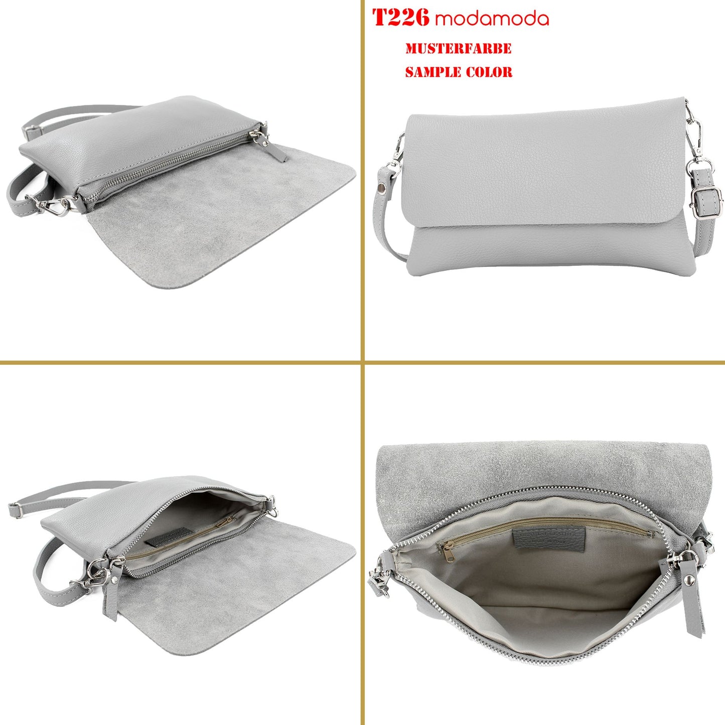 modamoda de T226 Damen Leder Clutch Umhängetasche Abendtasche Small handmade in Italy