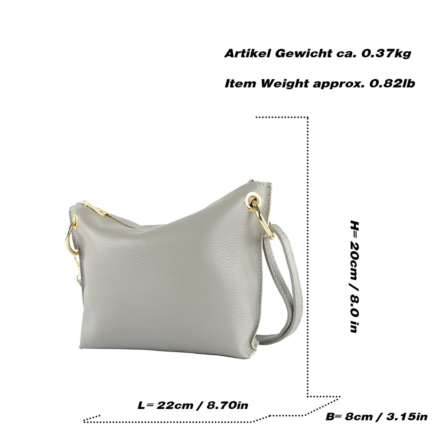 modamoda de - T243 - ital. Umhängetasche Klein Small aus Leder