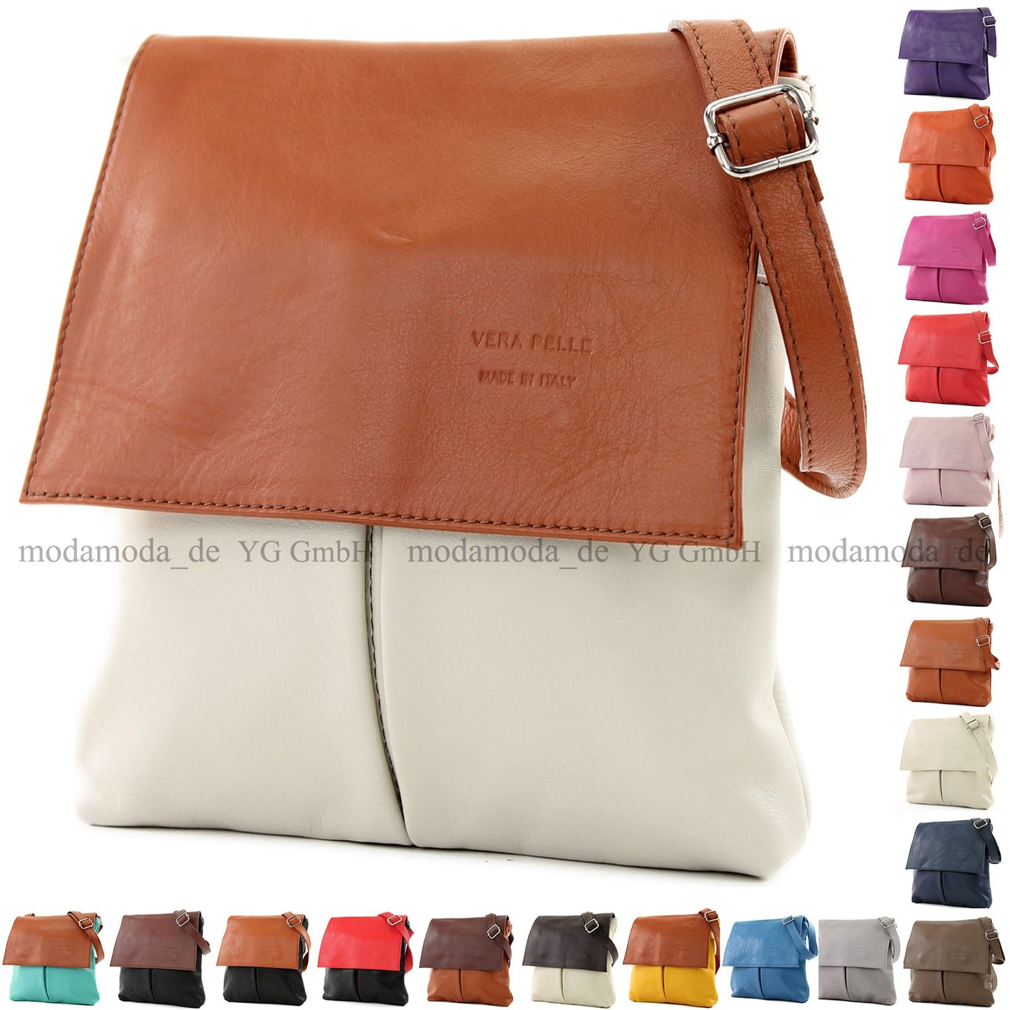 modamoda de T63 Damen Nappaleder Umhängetasche Schultertasche handmade in Italy