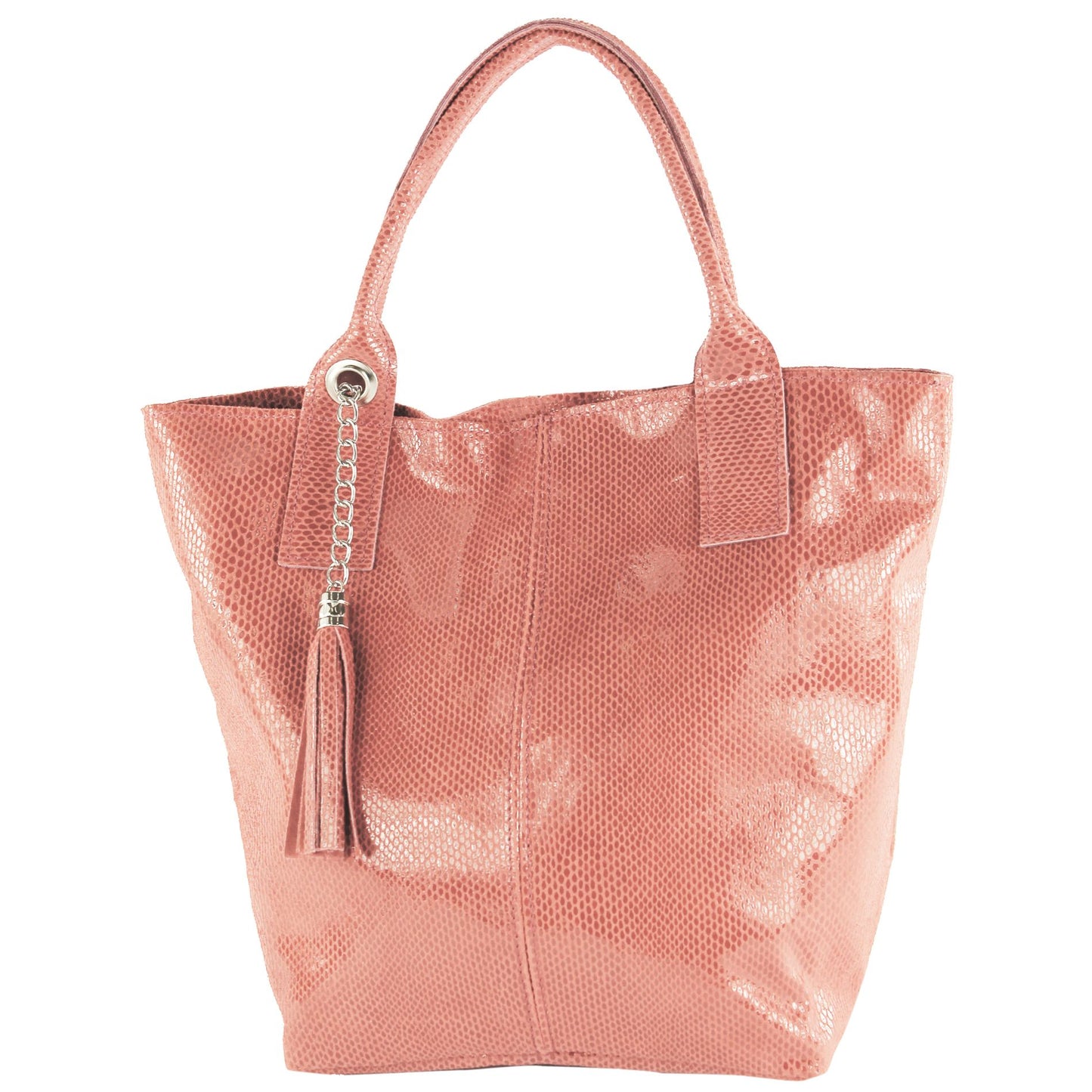 modamoda de - T248 - Ital. Shopper Large mit Innentasche aus Leder