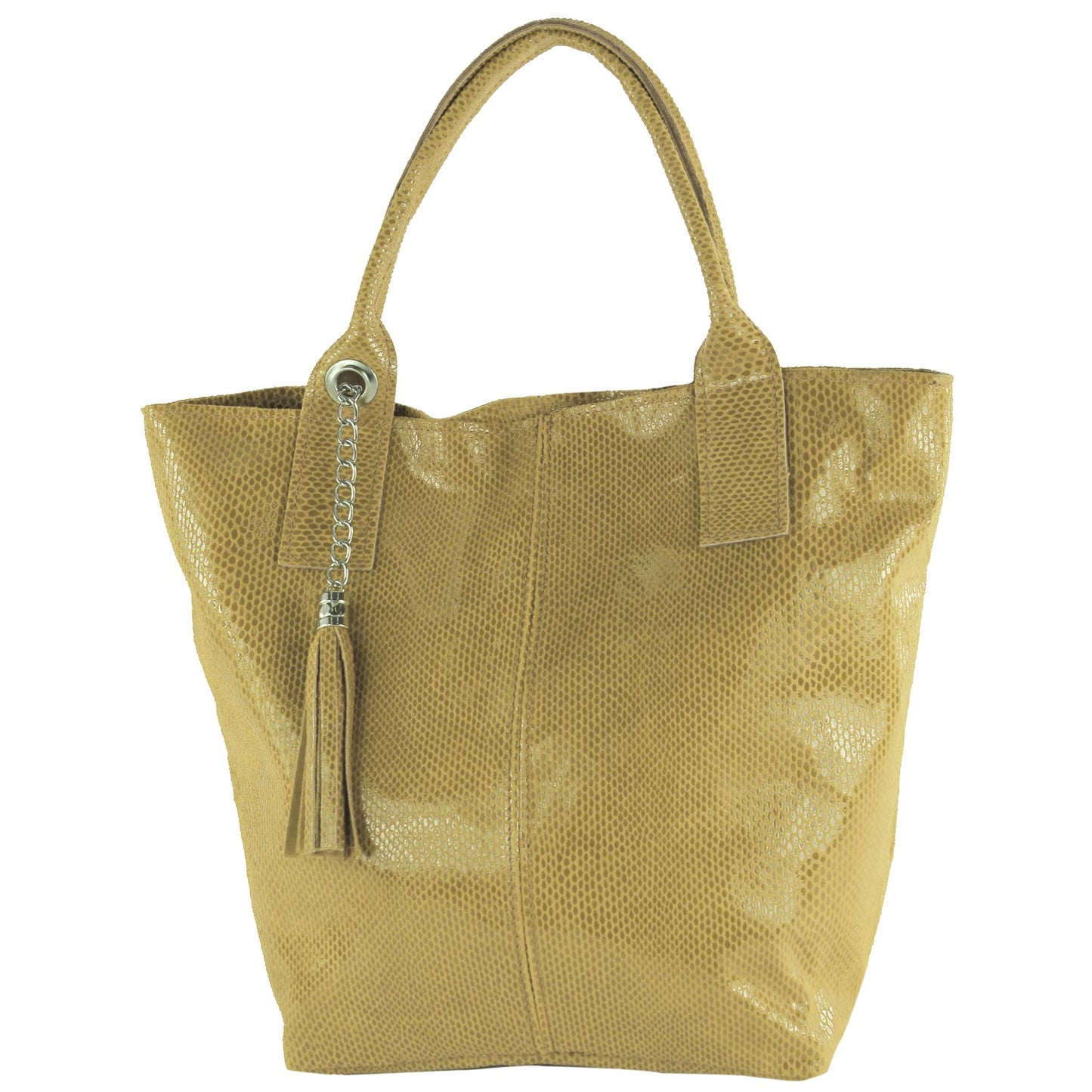 modamoda de - T248 - Ital. Shopper Large mit Innentasche aus Leder