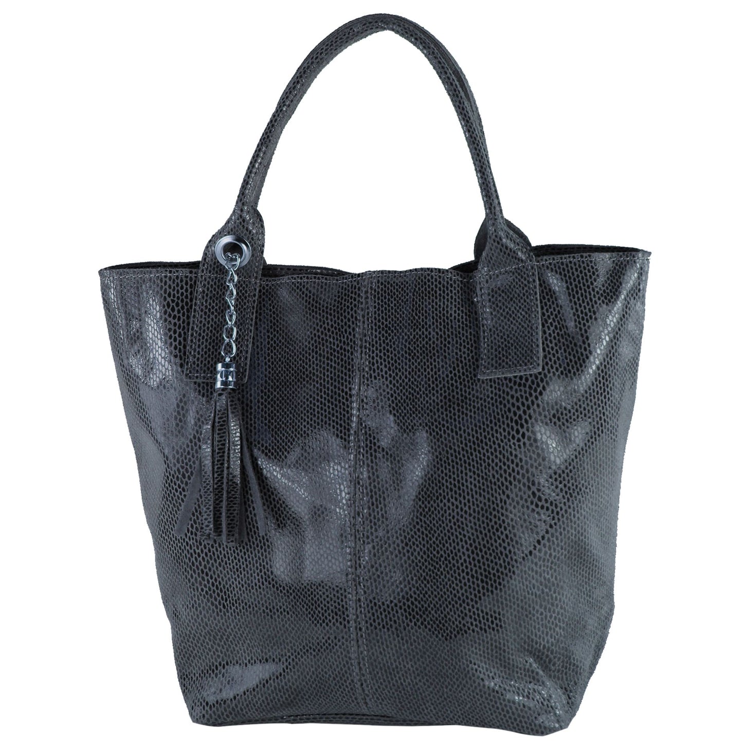modamoda de - T248 - Ital. Shopper Large mit Innentasche aus Leder