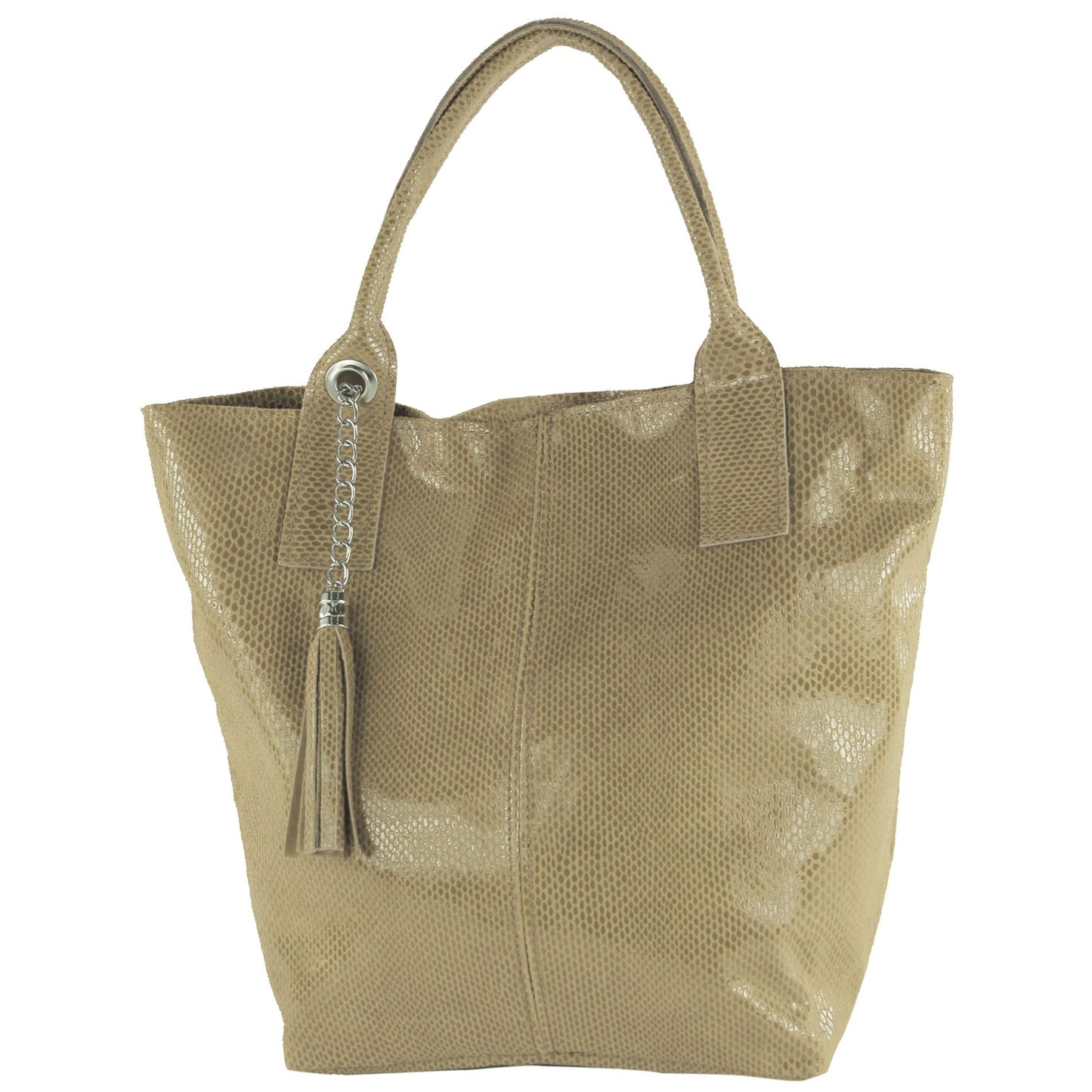 modamoda de - T248 - Ital. Shopper Large mit Innentasche aus Leder
