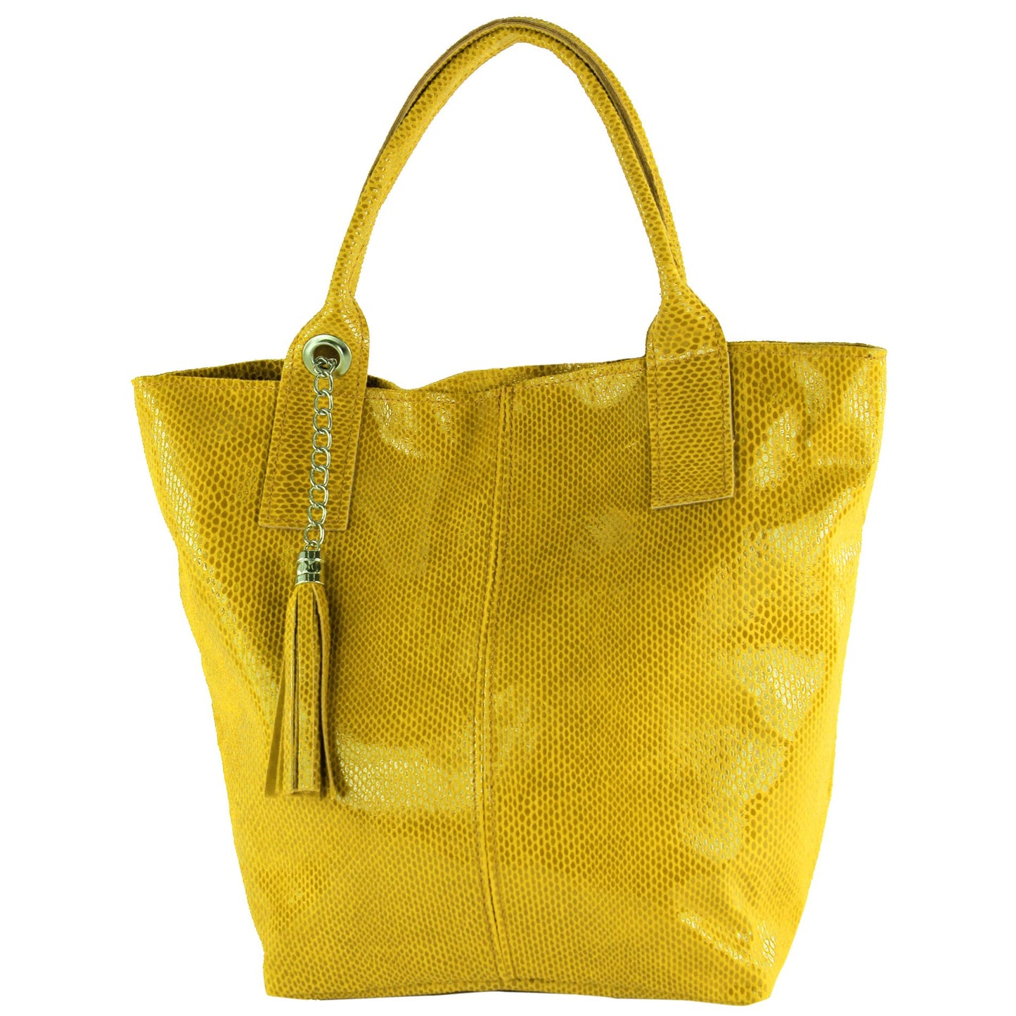 modamoda de - T248 - Ital. Shopper Large mit Innentasche aus Leder