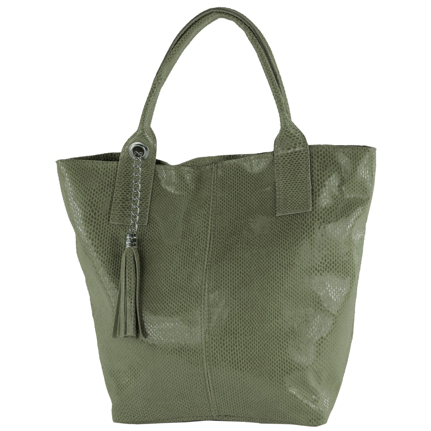 modamoda de - T248 - Ital. Shopper Large mit Innentasche aus Leder