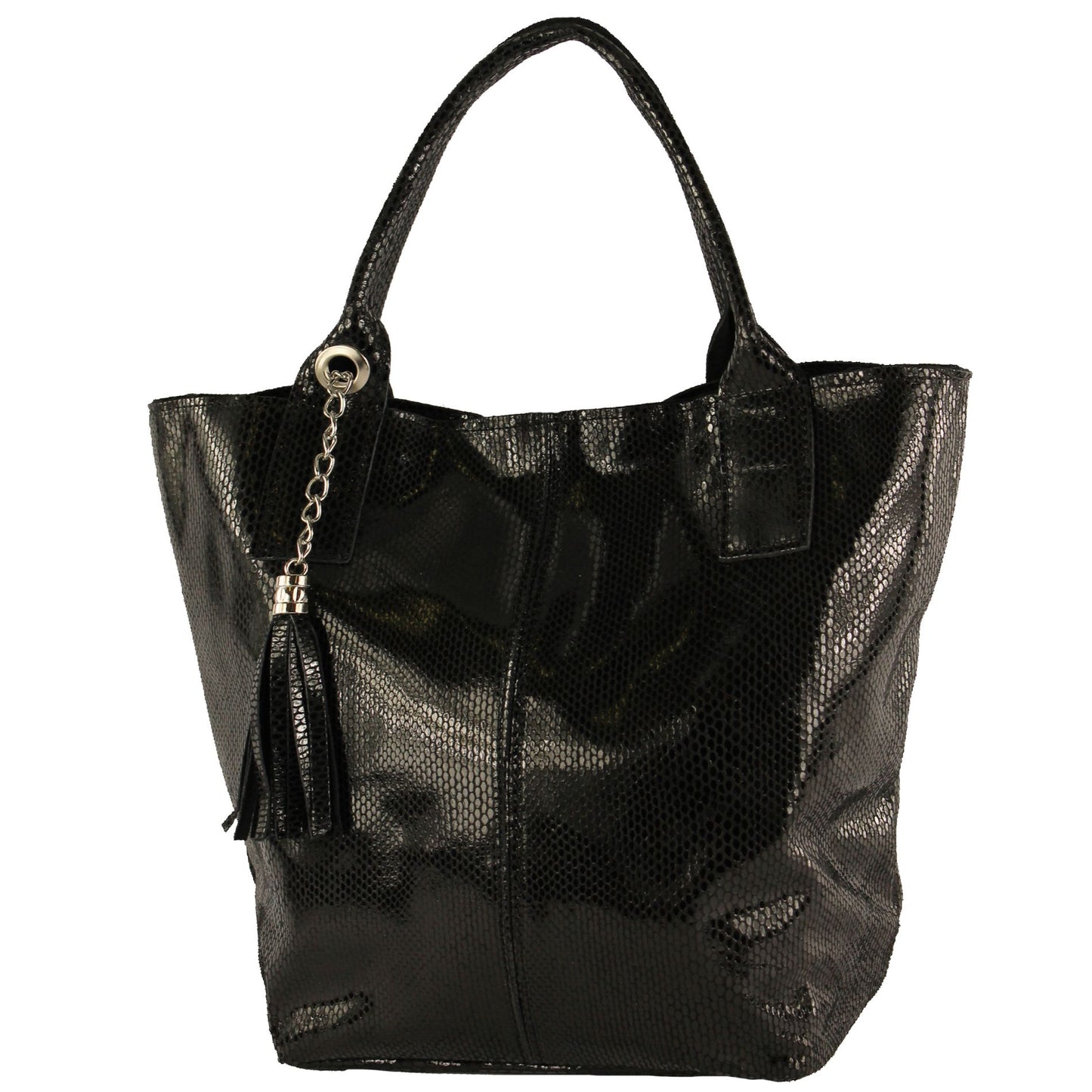 modamoda de - T248 - Ital. Shopper Large mit Innentasche aus Leder
