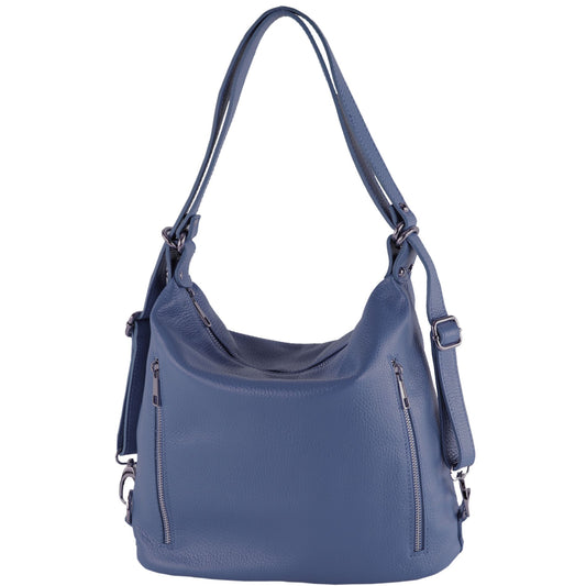 modamoda de T249 Damen Rucksack Schultertasche 2 in 1 aus Leder handmade in Italy