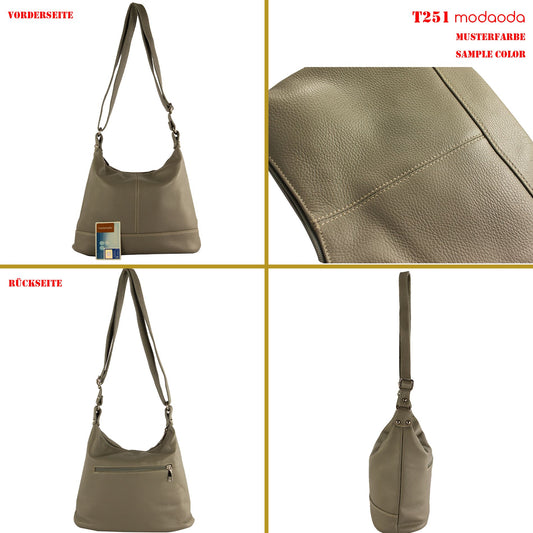 modamoda de T251 Damen Leder Schultertasche Umhängetasche handmade in Italy