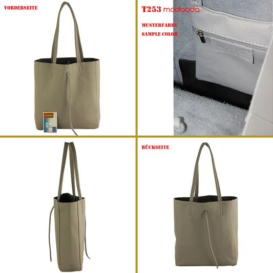 modamoda de - T253 - Ital. Henkeltasche mit Innentasche aus Leder