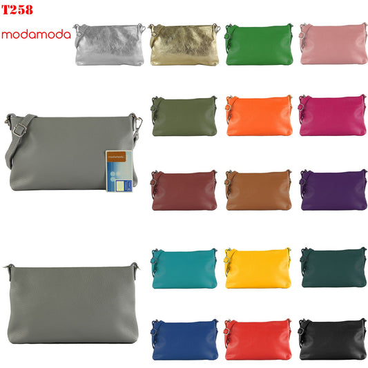 modamoda de T258 Damen Leder Umhängetasche Clutch Kosmetiktasche handmade in Italy