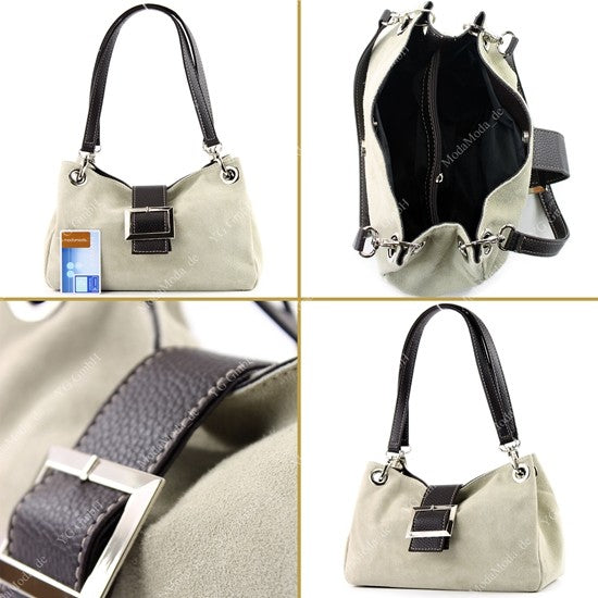modamoda de - TL02 - ital Kleine Henkeltasche aus Wildleder