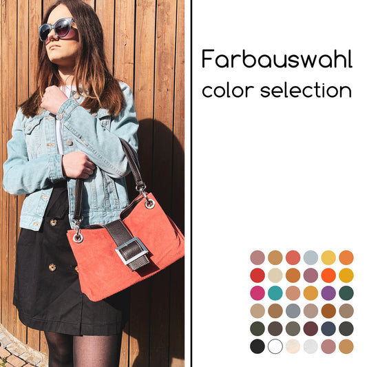 modamoda de - TL02 - ital Kleine Henkeltasche aus Wildleder