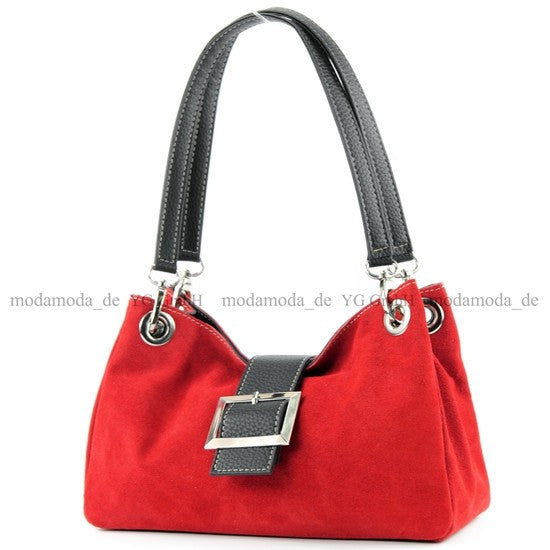 modamoda de - TL02 - ital Kleine Henkeltasche aus Wildleder