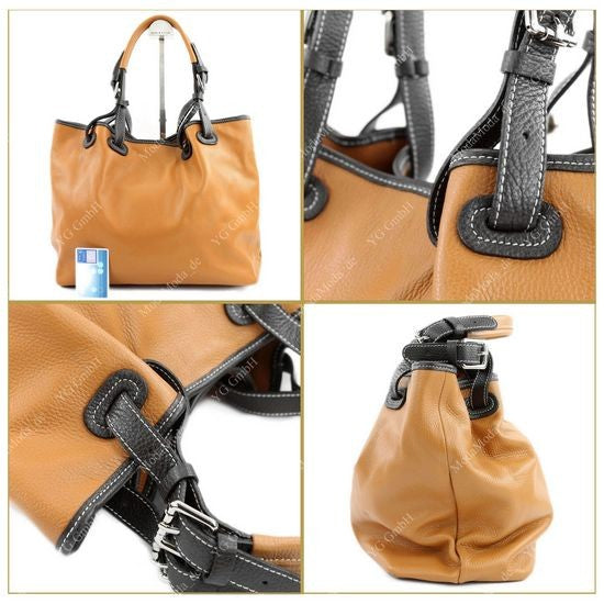 modamoda de – T08 -  ital Schultertasche aus Echt Leder Damen