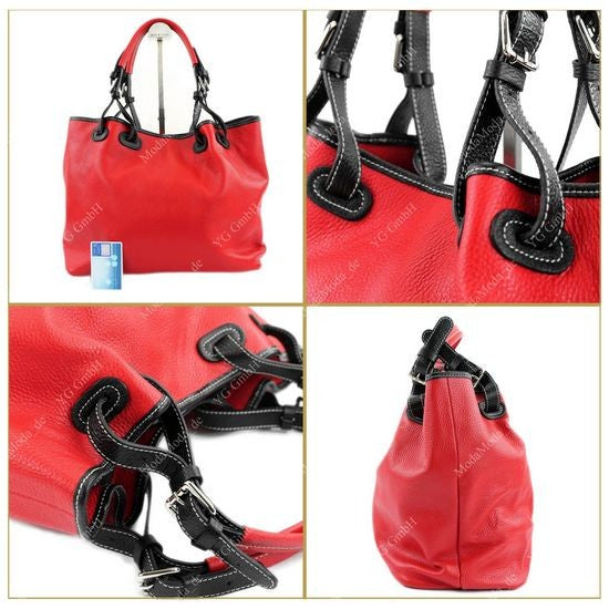 modamoda de – T08 -  ital Schultertasche aus Echt Leder Damen