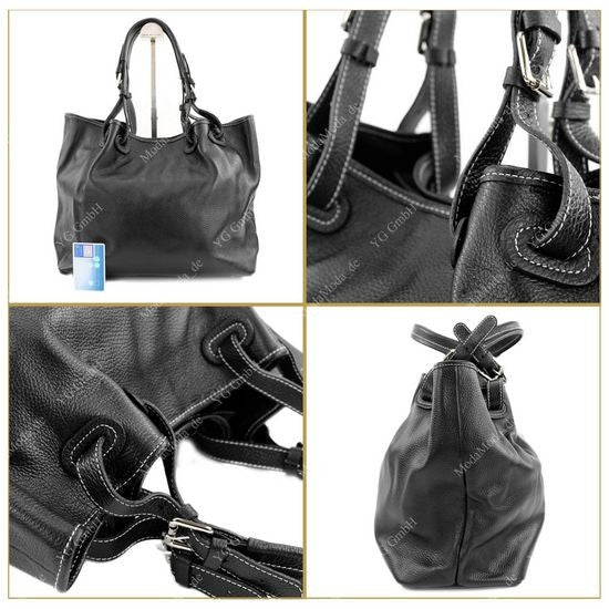 modamoda de – T08 -  ital Schultertasche aus Echt Leder Damen