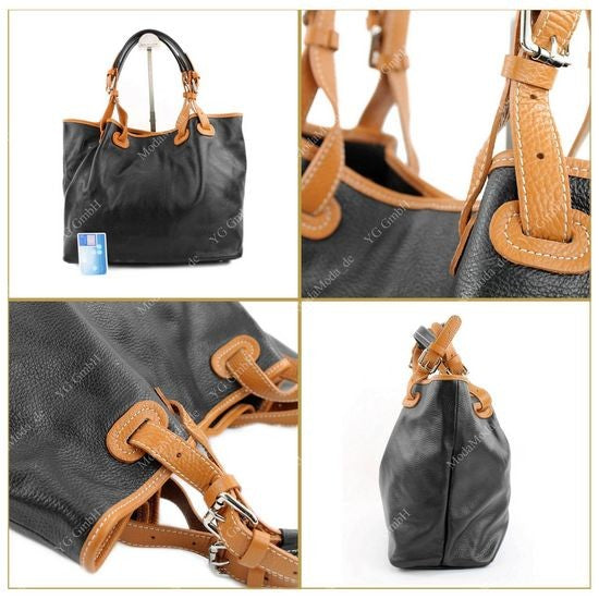 modamoda de – T08 -  ital Schultertasche aus Echt Leder Damen