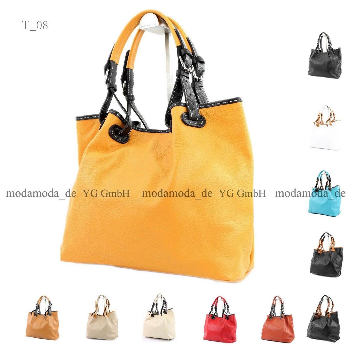 modamoda de – T08 -  ital Schultertasche aus Echt Leder Damen