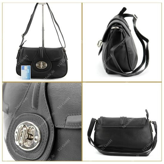 modamoda de - T19 - ital. Damen Schultertasche Umhängetasche aus Nappaleder