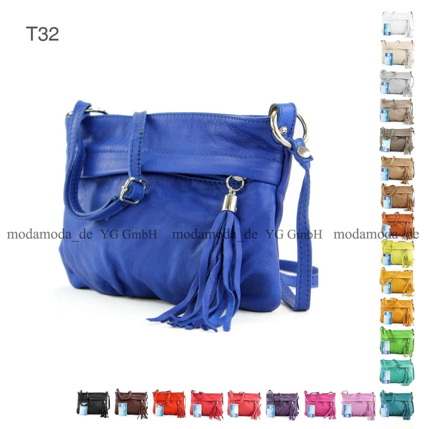 modamoda de - T32 - ital Umhängetasche Klein aus Nappaleder